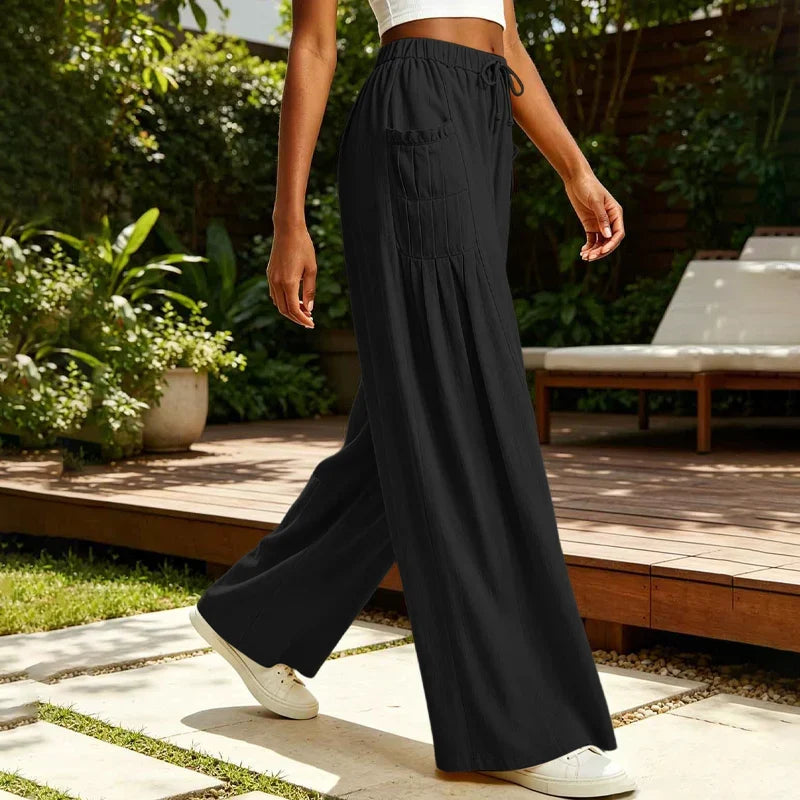 Breezia™ Women's Wide-Leg Drawstring Pants — Airy All-Day Comfort